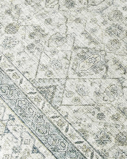 ReaLife Rugs Machine Washable Area Rug Runner - Living Room Bedroom Bathroom Kitchen Entryway Office - Padded Low Pile Stain Resistant Premium - Boho Farmhouse Vintage - BEV - Green 3' x 5'