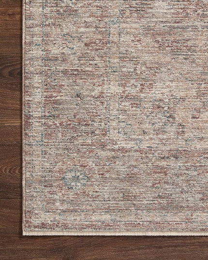 Loloi Magnolia Home by Joanna Gaines Millie Collection MIE-04 Brick/Fog 9'-6" x 9'-6", .25" Pile Height, Round Area Rug