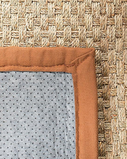 SAFAVIEH Natural Fiber Collection Runner Rug - 2'6" x 10', Natural & Brown, Seagrass, Basketweave Pattern with Border (NF114B)