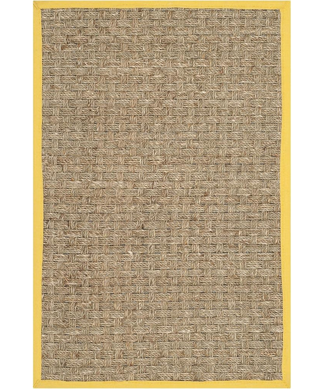SAFAVIEH Area Rug 2x3 - Natural Fiber Collection - Natural & Gold, Seagrass, Basketweave Pattern with Border (NF114X)