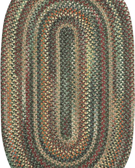 Capel American Heritage Green Multi 9' 0" X 12' 0" Oval Braided Rug