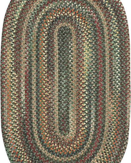 Capel American Heritage Green Multi 7'0"X9'0" Oval Braided Rug