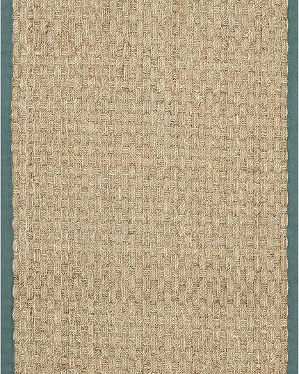 SAFAVIEH Natural Fiber Collection Area Rug - 2'6" x 4', Natural & Light Blue, Seagrass, Basketweave Pattern with Border (NF114M)