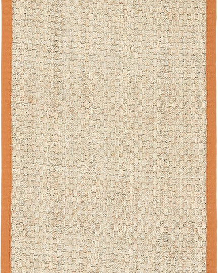 SAFAVIEH Natural Fiber Collection Area Rug - 2'6" x 4', Natural & Brown, Seagrass, Basketweave Pattern with Border (NF114B)