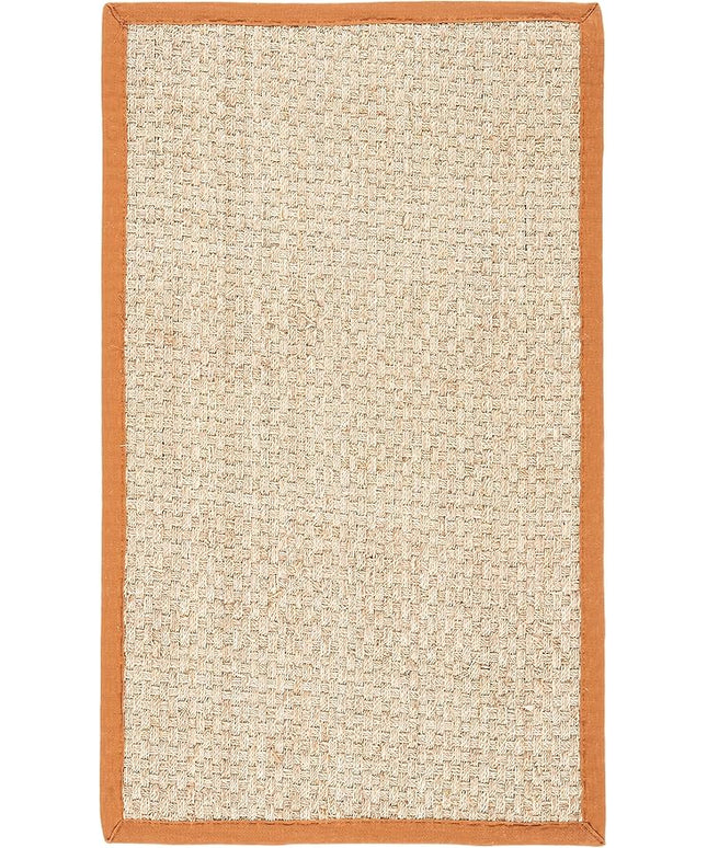 SAFAVIEH Area Rug 3x5 - Natural Fiber Collection - Natural & Brown, Seagrass, Basketweave Pattern with Border (NF114B)