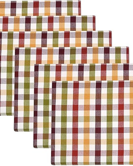 Urban Villa HarvestPlacemats for Dining Set of 6 Over Sized 14''x 20'' Buffalo Check Plaid 100% Cotton Thanks Giving Placemats FallPlacemats Everyday Use Heavier Quality