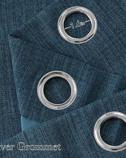NICETOWN Faux Linen Stone Blue Blackout Curtains 84 inches Long for Living Room - Privacy Panels for Bedroom, Modern Farmhouse Style Easy Care Grommet Top, 2 Panels, W52 by L84