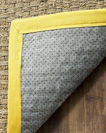 SAFAVIEH Natural Fiber Collection Runner Rug - 2'6" x 6', Natural & Gold, Seagrass, Basketweave Pattern with Border (NF114X)