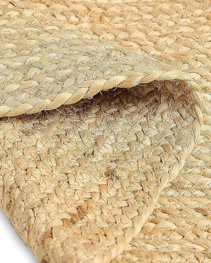 REDEARTH · Oval Area Rug - 2'x3' Braided Natural Jute with Non-Skid Backing - Handwoven Boho Rug for Bedroom, Kitchen, Living Room - Farmhouse Aesthetic Home Decor - Durable Handmade Rug