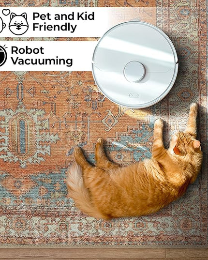 GLN Rugs Traditional Collection - Machine Washable Area Rug, Traditional Washable, Non Slip, Low Pile Chenille Rug, Living Room, Bedroom, Kitchen Rug (9'x12' Burnt Orange)