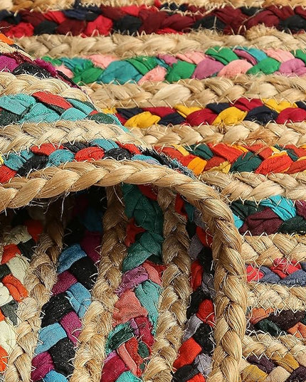 REDEARTH · Jute Cotton Chindi Area Rug - 2'x3' Rectangular Rug, Handwoven, Non-Shedding, Soft & Durable – Multi Tones for Home Décor in Living Room, Dining Room, Bedroom