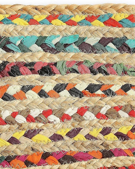REDEARTH · Jute Cotton Chindi Area Rug - 2'x3' Rectangular Rug, Handwoven, Non-Shedding, Soft & Durable – Multi Tones for Home Décor in Living Room, Dining Room, Bedroom