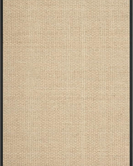 SAFAVIEH Area Rug 6x9 - Natural Fiber Collection - Natural & Black, Seagrass, Basketweave Pattern with Border (NF114C)