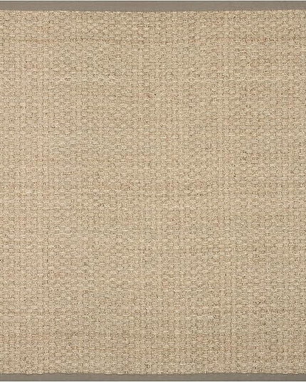 SAFAVIEH Area Rug 9' Square - Natural Fiber Collection - Natural & Grey, Seagrass, Basketweave Pattern with Border (NF114P)
