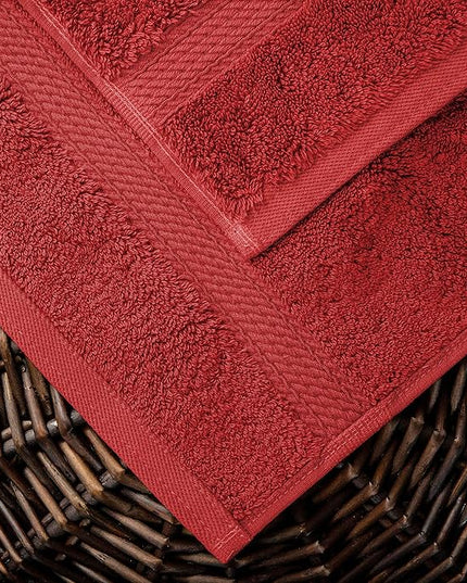 Superior Egyptian Cotton Pile 10 Piece Towel Set, Includes 2 Bath, 4 Hand, 4 Face Towels/Washcloths, Ultra Soft Luxury Towels, Thick Plush Essentials, Guest Bath, Spa, Hotel Bathroom, Red