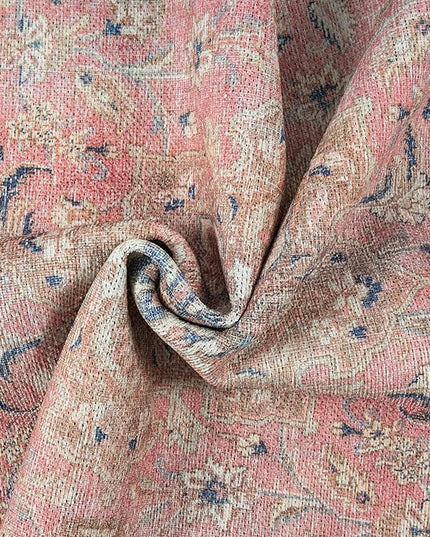GLN Rugs Traditional Collection - Machine Washable Area Rug, Traditional Washable, Non Slip, Low Pile Chenille Rug, Living Room, Bedroom, Kitchen Rug (5'x7' Pink Vintage)