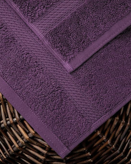 Superior Egyptian Cotton Pile 10 Piece Towel Set, Includes 2 Bath, 4 Hand, 4 Face Towels/Washcloths, Ultra Soft Luxury Towels, Thick Plush Essentials, Guest Bath, Spa, Hotel Bathroom, Plum