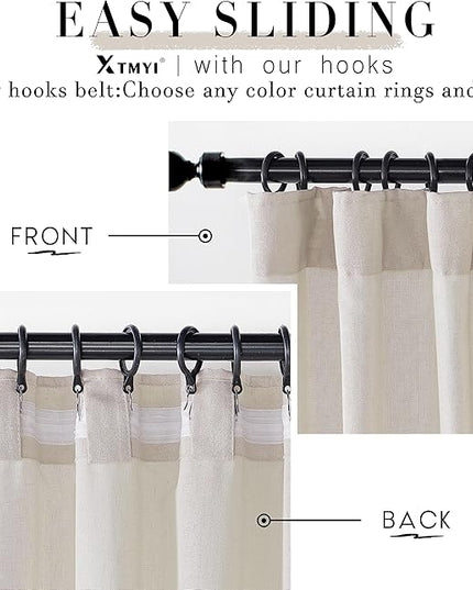 XTMYI Oatmeal Country Curtains for Living Room,Sheer Linen Shabby Chic Curtains for Bedroom 70 Inches Wide 9 Inches Long