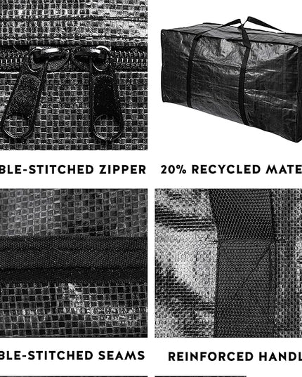 BAG-THAT! 68.5 GAL 2 Pack XXL Jumbo Extra Large Heavy Duty Stronger Handles Storage Bags Moving Totes Zippered Reusable Wrap Around Handle Storage Totes