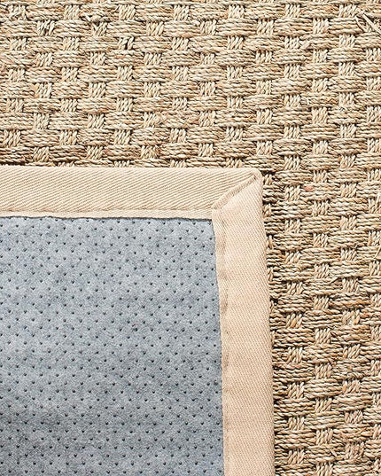 SAFAVIEH Area Rug 10x14 - Natural Fiber Collection - Large - Natural & Beige, Seagrass, Basketweave Pattern with Border (NF114A)