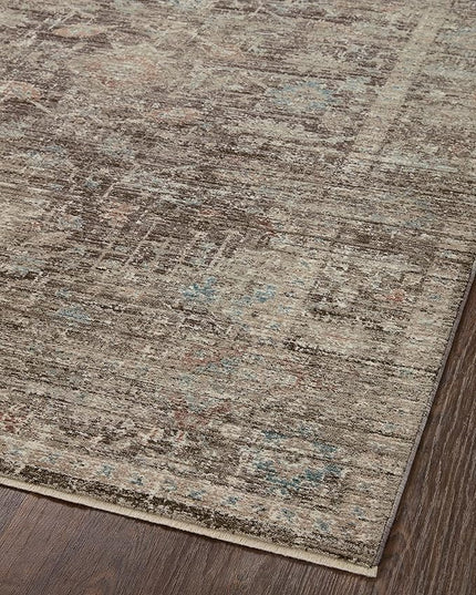 Loloi Magnolia Home by Joanna Gaines Millie Collection MIE-03 Charcoal/Dove 5'-3" x 5'-3", .25" Pile Height, Round Area Rug