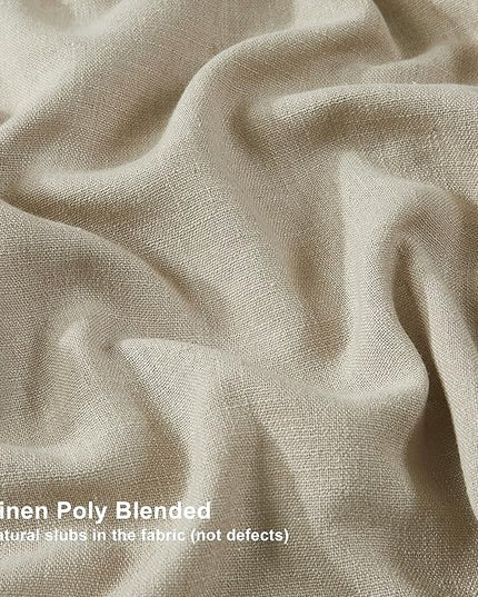 Vision Home Sand Pinch Pleated Full Blackout Curtains Linen Blended Room Darkening Window Curtains 120 inch for Living Room Bedroom Thermal Insulated Pinch Pleat Drapes with Hooks 60" Wx120 Lx1