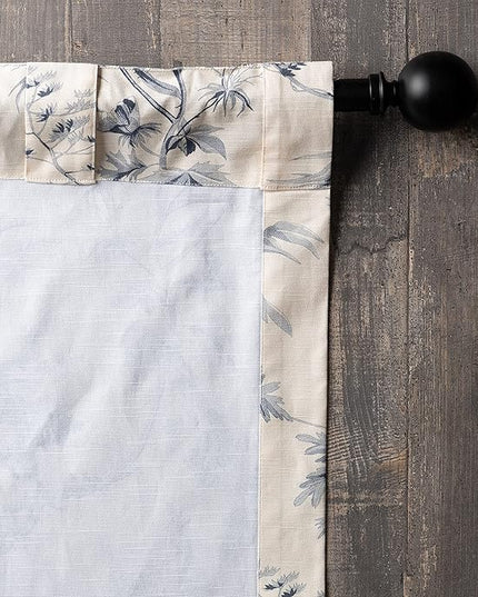 Maison d' Hermine Curtains for Living Room 100% Cotton 96 inch Length One Panel Light Filtering Toile Curtains for Bedroom Windows with Rod and Loop Pockets Drapes (Paradise Delft, 50" W x 96" L)