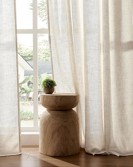 Joydeco Custom Linen Curtains for Living Room, Semi-Sheer Curtain 1 Panel Light Filtering Rod Pocket Back Tab (Linen, Custom Size)