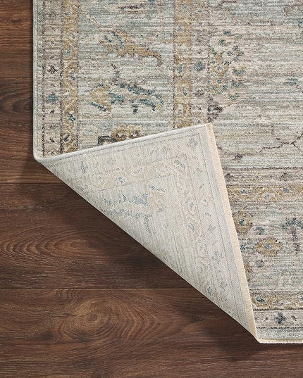 Loloi Magnolia Home by Joanna Gaines Millie Collection MIE-02 Sky/Gold 2'-7" x 14', .25" Pile Height, Runner Rug