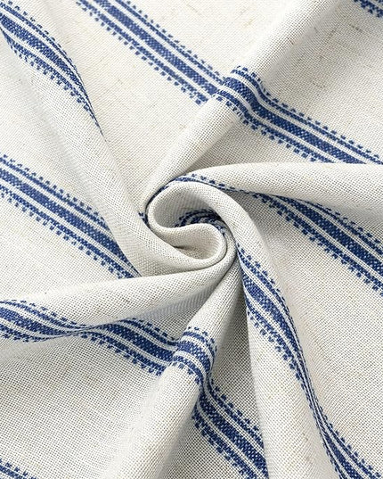 DriftAway Farmhouse Linen Blend Blackout Curtains 54 Inches Long for Bedroom Vertical Striped Printed Linen Curtains Thermal Insulated Lined Treatments for Living Room 2 Panels W52 x L54 Navy