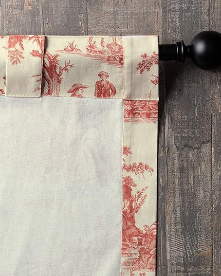 Maison d' Hermine Curtains for Living Room 100% Cotton 108 inch Length One Panel Light Filtering Toile Curtains for Bedroom Windows with Rod and Loop Pockets Drapes (Calais Cardinal, 50" W x 108" L)