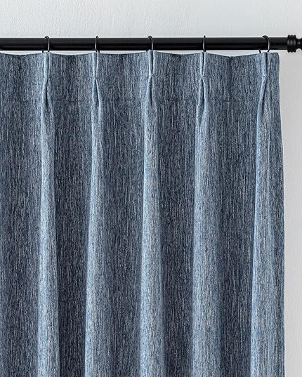 MYSKY HOME Dusty Blue Blackout Curtains 102 inches Long Pinch Pleated Curtains for Living Room Bedroom 100% Room Darkening Black Out Window Drapes with Hooks Back Tab, 40" Wide per Panel, 2 Pieces