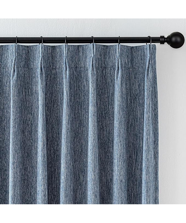 MYSKY HOME Dusty Blue Blackout Curtains 108 inches Long Pinch Pleated Curtains for Living Room Bedroom 100% Room Darkening Black Out Window Drapes with Hooks Back Tab, 40" Wide per Panel, 2 Pieces