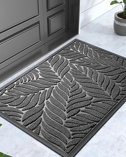 Yimobra Front Door Mat Outdoor Indoor, 29.5x17 All-Season Waterproof Door Mat Outside Entrance, All-Weather Non-Slip Outside Doormat for Garage Patio Entryway, Grey