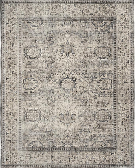 ReaLife Rugs Machine Washable Area Rug Runner - Living Room Bedroom Bathroom Kitchen Entryway Office - Padded Low Pile Stain Resistant Premium - Boho Farmhouse Vintage - Paz - Beige Gray Ivory 3'x5'