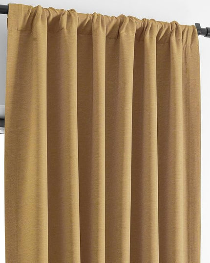 HPD Half Price Drapes Bellino Room Darkening Curtains 96 Inches Long Curtains for Bedroom & Living Room (1 Panel), 50W x 96L, Trinket Gold