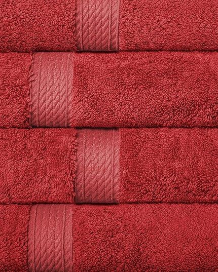 Superior Egyptian Cotton Pile 10 Piece Towel Set, Includes 2 Bath, 4 Hand, 4 Face Towels/Washcloths, Ultra Soft Luxury Towels, Thick Plush Essentials, Guest Bath, Spa, Hotel Bathroom, Red