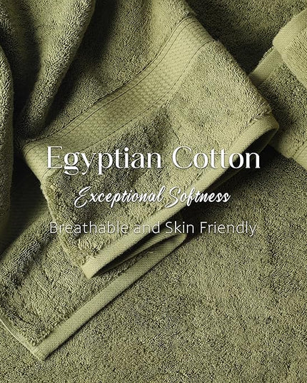 Superior Egyptian Cotton Pile 6 Piece Towel Set, Includes 2 Bath, 2 Hand, 2 Face Towels/Washcloths, Ultra Soft Luxury Towels, Thick Plush Essentials, Guest Bath, Spa, Hotel Bathroom, Forest Green