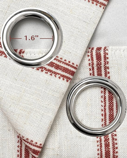 DriftAway Farmhouse Linen Blend Blackout Curtains 84 Inches Long for Bedroom Vertical Striped Printed Linen Curtains Thermal Insulated Lined Treatments for Living Room 2 Panels W52 x L84 Red
