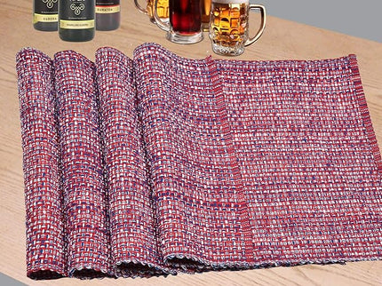 Urban VillaPlacemats for Dining Table 100% Cotton Placemats 14''x20'' Oversized Tablemats Set of 6 Placemats Red/Blue/White Two Tone Tablemats for Family Dinners Wedding Parties Everyday UsePlacemats