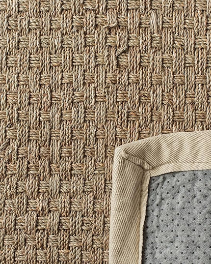 SAFAVIEH Natural Fiber Collection Runner Rug - 2'6" x 18', Natural & Ivory, Seagrass, Basketweave Pattern with Border (NF114J)