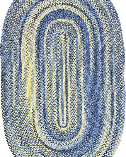 Capel American Heritage Blue Yellow 0' 24" X 0' 36" Oval Braided Rug