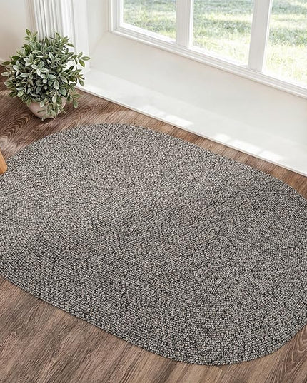 Seasons SE85 Fall Charcoal 2' x 3' Oval - Braided Area Rug, Home Decor, Floor Mat or Bedroom Rug - Easy Care, Ideal for High Traffic Areas in Hallway and Living Room - Made in USA