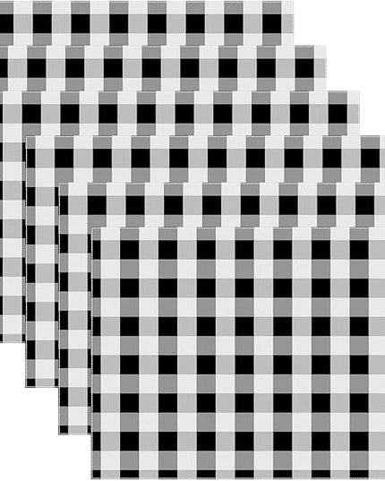 Urban VillaPlacemats for DiningTable 100% CottonPlacemats 14''x20''Over Sized Tablemats Set of 6 Placemats Black/White BuffaloCheckTablemats for Family DinnersWedding PartiesPlacemats