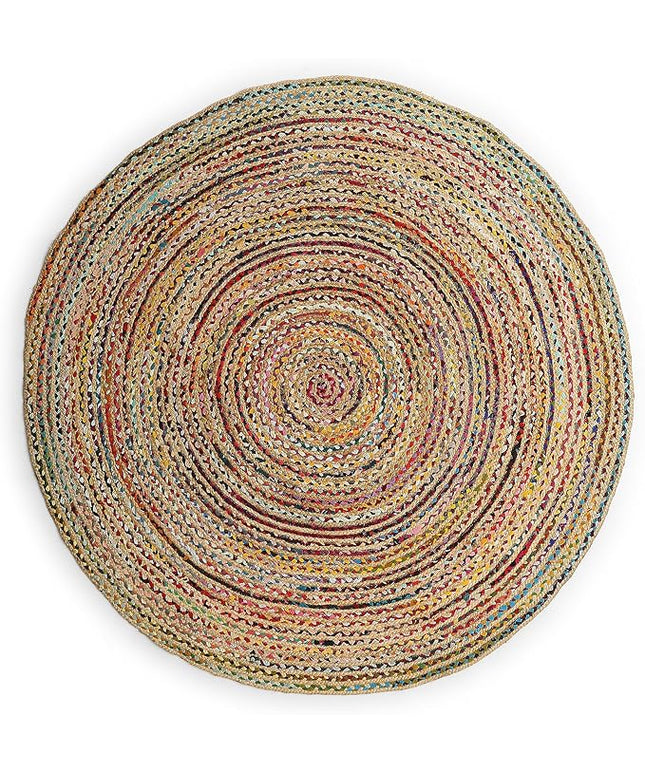 REDEARTH · Jute Cotton Chindi Area Rug - 5' Round Rug, Handwoven, Non-Shedding, Soft & Durable – Multi Tones for Home Décor in Living Room, Dining Room, Bedroom