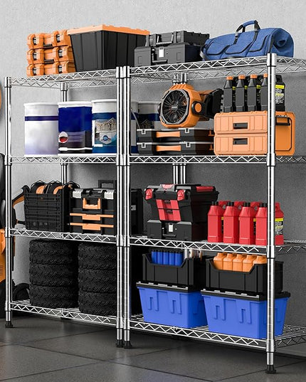 1000 lbs Storage Shelving 4-Tier Utility Shelving Unit Steel Organizer Wire Rack for Home,Kitchen,Office,Chrome (13.7" D x 23.6" W x 53.4" H)