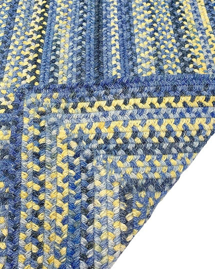 Capel American Heritage Blue Yellow 0' 24" X 0' 36" Concentric Rectangle Braided Rug