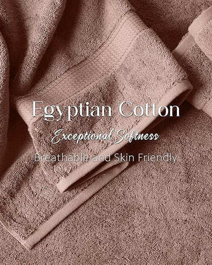 Superior Egyptian Cotton Pile Bath Towels, Ultra Soft Luxury Towel, Thick Plush Essentials, Absorbent Heavyweight, Guest Bath, Hotel, Resort, Spa, Pool, Bathroom, Shower Basics, Set of 2, Muted Mauve