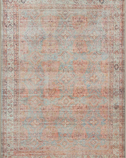 GLN Rugs Traditional Collection - Machine Washable Area Rug, Traditional Washable, Non Slip, Low Pile Chenille Rug, Living Room, Bedroom, Kitchen Rug (6'x9' Multicolor)