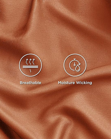 Bedsure California King Sheet Sets, Cooling Sheets, Rayon Derived from Bamboo, Breathable & Soft, Deep Pocket Up to 16 Inches, Hotel Luxury Silky Bedding for Hot Sleepers, Burnt Orange